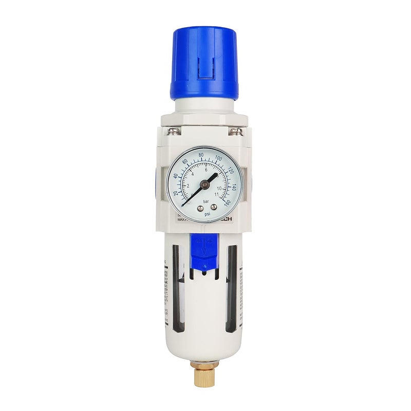 BLCH 3/8" NPT Air Dryer - Air Pressure Regulator, Air Compressor Filter AW3000-03 Semi-Auto Drain Poly Bowl Gauge 0-160 PSI 5μm Brass - Image 1